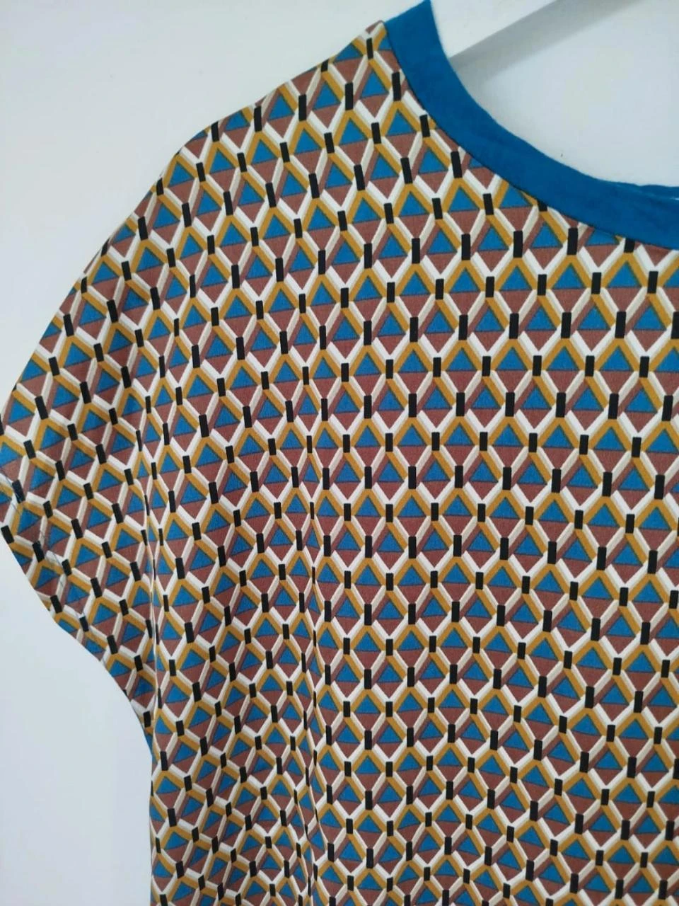 💗Colloseum Women's Blue Geometric Print Summer Tunic Back Size S / 36 – photo 3